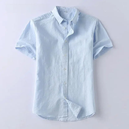 Men's Shirts - "Summer Shirt Breathable Fabric" Cotton Linen Shirt Half Sleeve Top Lightweight Men's Shirt Men's Casual Shirt Short Sleeve Shirt Slim Fit Shirt