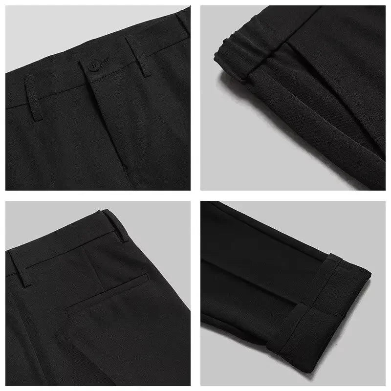 Men's Trousers - casual pants classic style loose-fit men's trousers old money fashion slim-fit straight-leg suit trousers