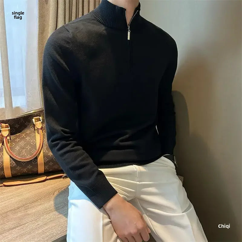 Men’s Old Money Knitwear - British heritage style classic men’s knitwear elegant men’s fashion high neck jumper knitted pullover luxury knitwear UK men’s zip neck jumper old money fashion old money style smart casual pullover timeless men’s clothing winter knitwear UK