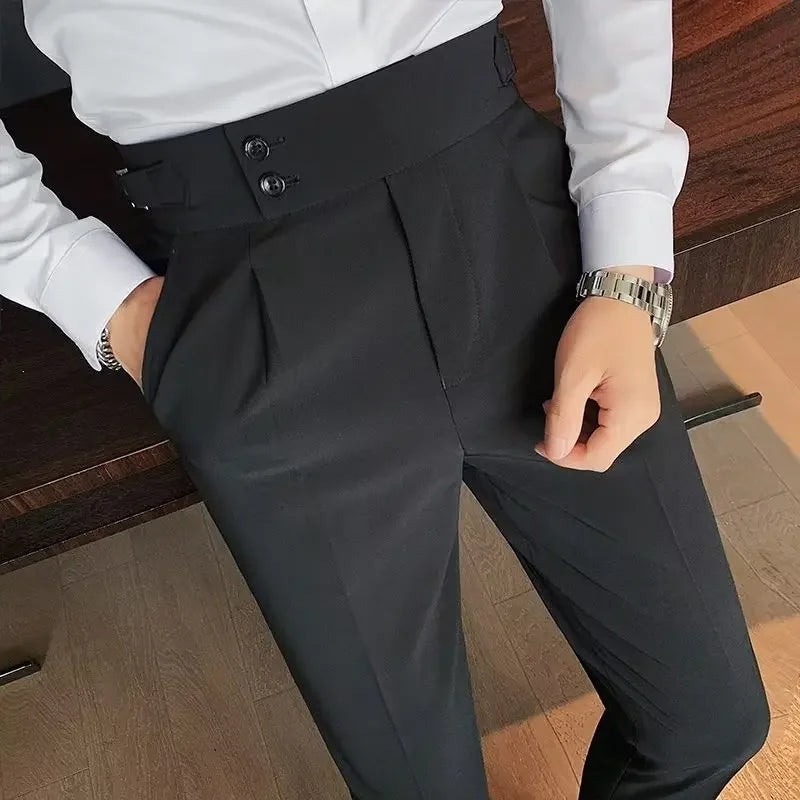 Men’s Trousers & Business Wear - British-style trousers business casual pants dress pants for men formal work pants high-waisted suit pants men’s slim-fit trousers