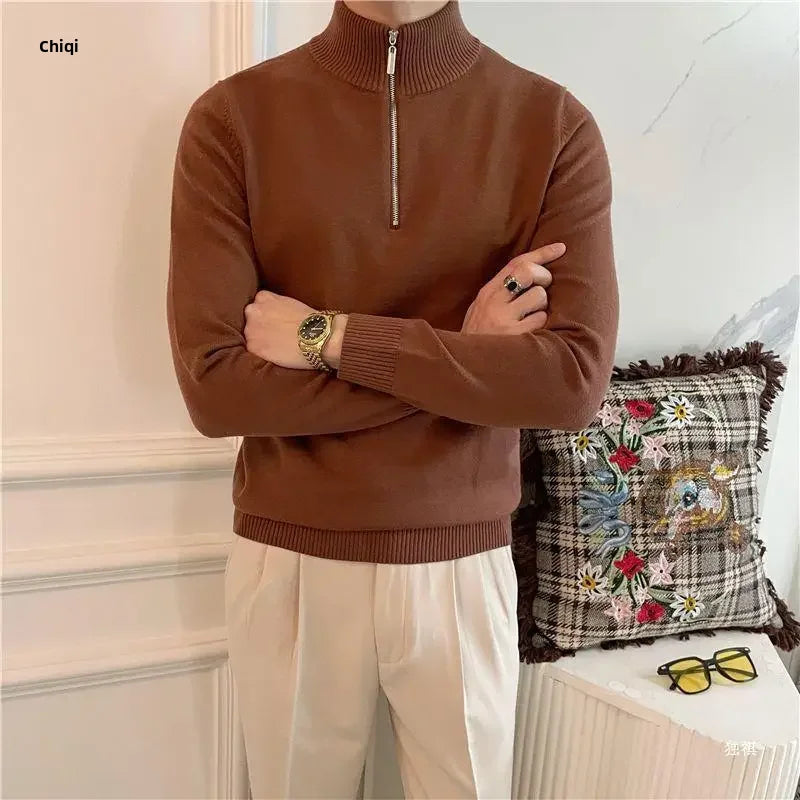 Men’s Old Money Knitwear - British heritage style classic men’s knitwear elegant men’s fashion high neck jumper knitted pullover luxury knitwear UK men’s zip neck jumper old money fashion old money style smart casual pullover timeless men’s clothing winter knitwear UK