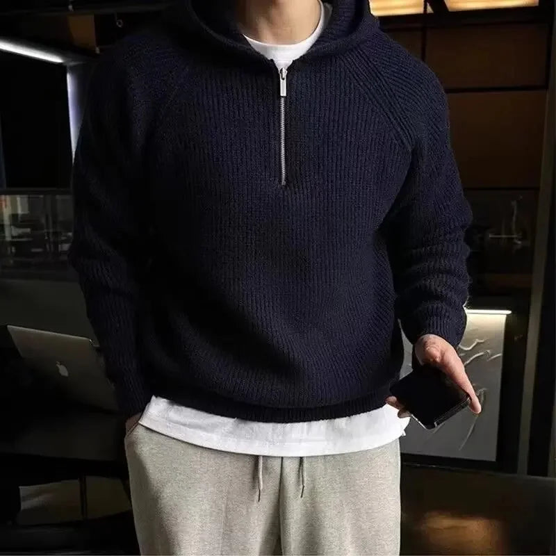 Men’s Knitwear & Hoodies - autumn knitwear casual fashion sweater high-end hooded pullover men’s knit sweater stylish winter hoodie thick winter hoodie warm knitted sweater