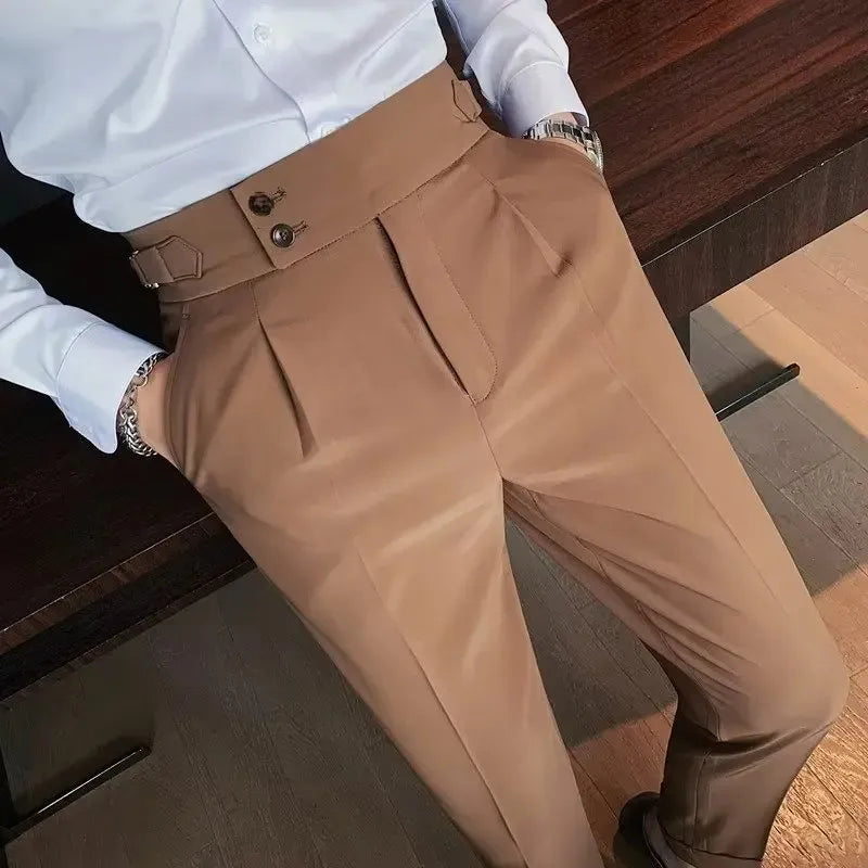 Men’s Trousers & Business Wear - British-style trousers business casual pants dress pants for men formal work pants high-waisted suit pants men’s slim-fit trousers