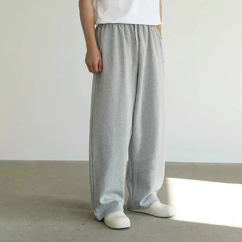 Men’s Casual Sweatpants & Loungewear - casual loungewear grey sweatpants Korean fashion pants loose-fit trousers men’s sweatpants spring and autumn fashion wide-leg pants