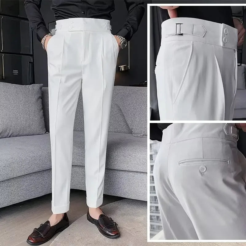 Men’s Trousers & Business Wear - British-style trousers business casual pants dress pants for men formal work pants high-waisted suit pants men’s slim-fit trousers