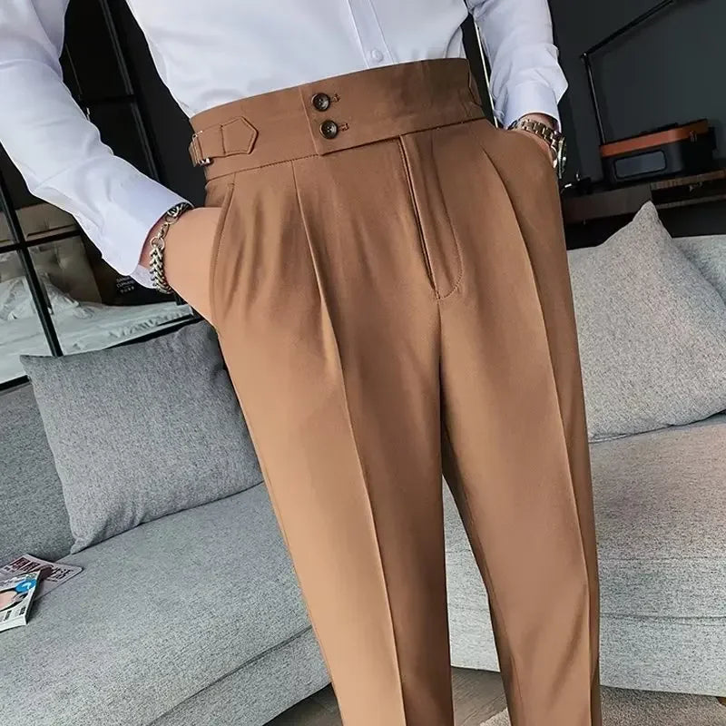 Men’s Trousers & Business Wear - British-style trousers business casual pants dress pants for men formal work pants high-waisted suit pants men’s slim-fit trousers