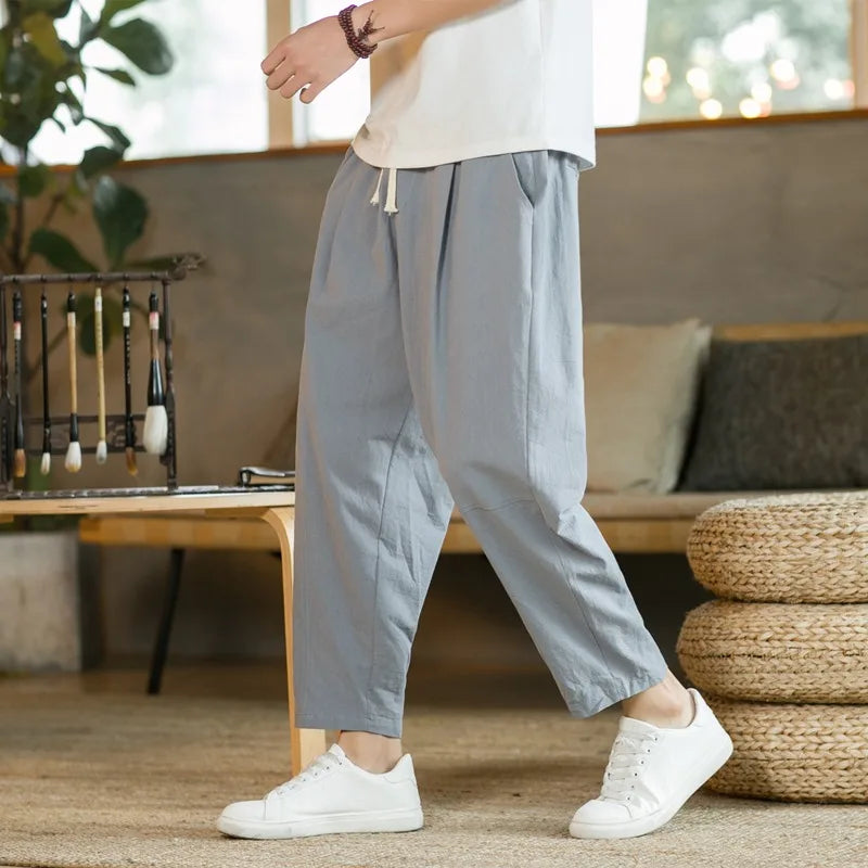 Men's Pants & Joggers - baggy pants breathable sweatpants casual joggers cotton joggers lightweight trousers men’s linen joggers men’s loungewear Old Era Fashion summer streetwear