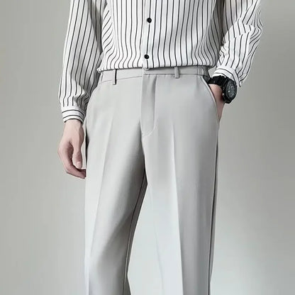 Men's Trousers - casual pants classic style loose-fit men's trousers old money fashion slim-fit straight-leg suit trousers