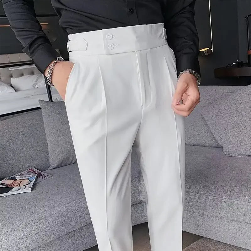 Men’s Trousers & Business Wear - British-style trousers business casual pants dress pants for men formal work pants high-waisted suit pants men’s slim-fit trousers