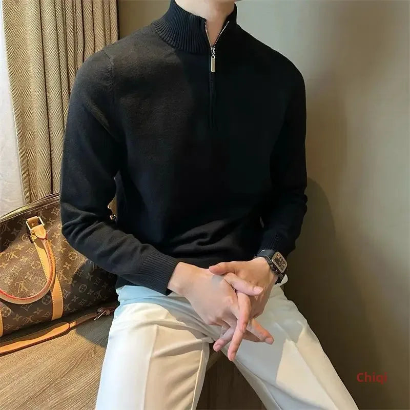 Men’s Old Money Knitwear - British heritage style classic men’s knitwear elegant men’s fashion high neck jumper knitted pullover luxury knitwear UK men’s zip neck jumper old money fashion old money style smart casual pullover timeless men’s clothing winter knitwear UK