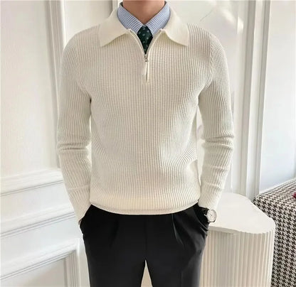 Men’s Knitwear - autumn winter fashion casual men’s knitwear Korean-style knitwear loose-fit polo sweater men’s half-zip sweater trendy men’s sweaters winter streetwear