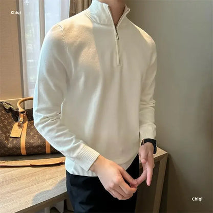 Men’s Old Money Knitwear - British heritage style classic men’s knitwear elegant men’s fashion high neck jumper knitted pullover luxury knitwear UK men’s zip neck jumper old money fashion old money style smart casual pullover timeless men’s clothing winter knitwear UK