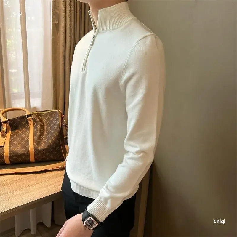 Men’s Old Money Knitwear - British heritage style classic men’s knitwear elegant men’s fashion high neck jumper knitted pullover luxury knitwear UK men’s zip neck jumper old money fashion old money style smart casual pullover timeless men’s clothing winter knitwear UK