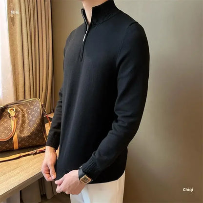 Men’s Old Money Knitwear - British heritage style classic men’s knitwear elegant men’s fashion high neck jumper knitted pullover luxury knitwear UK men’s zip neck jumper old money fashion old money style smart casual pullover timeless men’s clothing winter knitwear UK