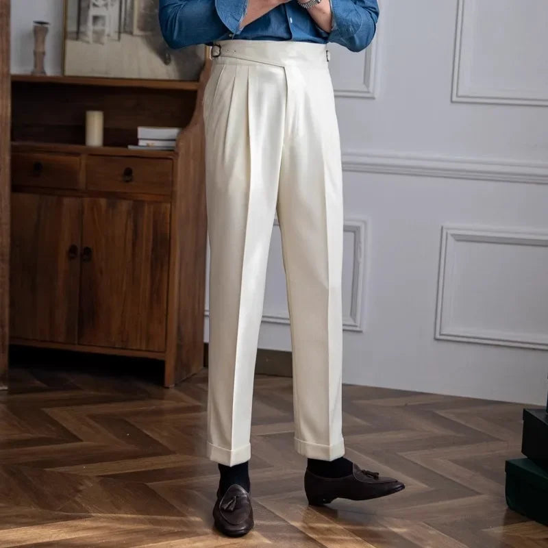 Men’s Trousers - British fashion trousers elegant casual pants Italian style pants men’s autumn winter pants men’s high-waist trousers Old Era Fashion