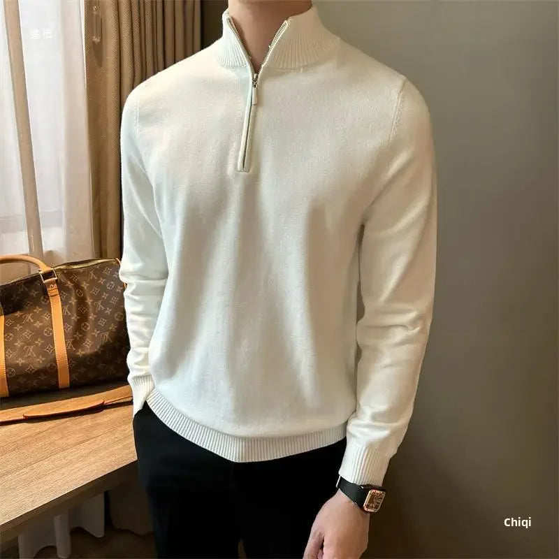 Men’s Old Money Knitwear - British heritage style classic men’s knitwear elegant men’s fashion high neck jumper knitted pullover luxury knitwear UK men’s zip neck jumper old money fashion old money style smart casual pullover timeless men’s clothing winter knitwear UK