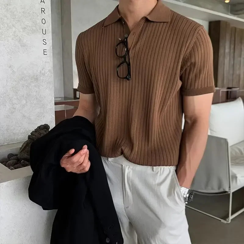 Men’s Polo Shirts - breathable summer top casual short sleeve polo knitted polo for men Korean fashion polo shirt men’s stylish polo men’s summer polo