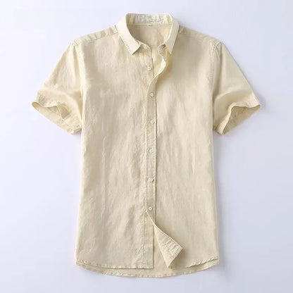 Men's Shirts - "Summer Shirt Breathable Fabric" Cotton Linen Shirt Half Sleeve Top Lightweight Men's Shirt Men's Casual Shirt Short Sleeve Shirt Slim Fit Shirt