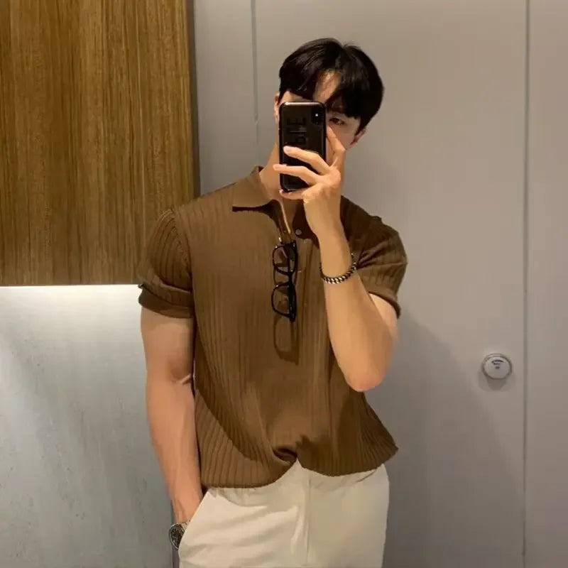 Men’s Polo Shirts - breathable summer top casual short sleeve polo knitted polo for men Korean fashion polo shirt men’s stylish polo men’s summer polo