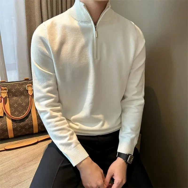 Men’s Old Money Knitwear - British heritage style classic men’s knitwear elegant men’s fashion high neck jumper knitted pullover luxury knitwear UK men’s zip neck jumper old money fashion old money style smart casual pullover timeless men’s clothing winter knitwear UK