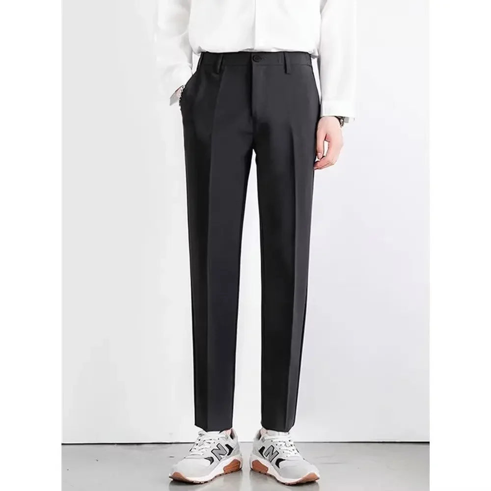 Men's Trousers - casual pants classic style loose-fit men's trousers old money fashion slim-fit straight-leg suit trousers