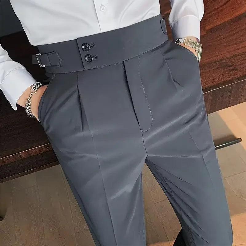 Men’s Trousers & Business Wear - British-style trousers business casual pants dress pants for men formal work pants high-waisted suit pants men’s slim-fit trousers