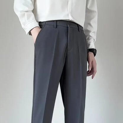 Men's Trousers - casual pants classic style loose-fit men's trousers old money fashion slim-fit straight-leg suit trousers