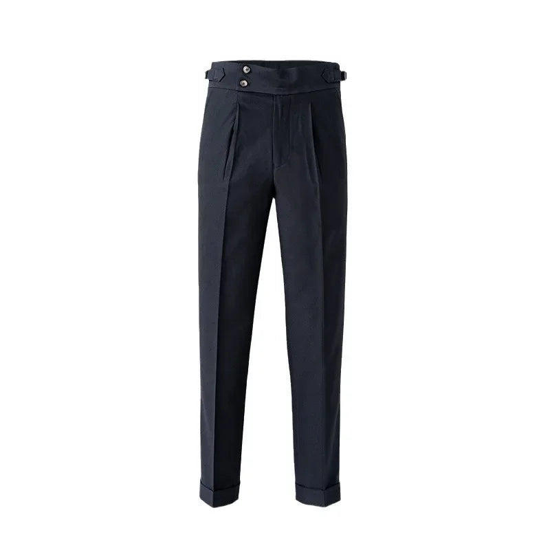 Men’s Trousers - autumn casual trousers British-style trousers classic men’s pants men’s banquet trousers men’s high-waisted trousers straight-leg pants trendy autumn wear vintage-inspired fashion