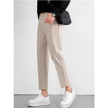 Men's Trousers - casual pants classic style loose-fit men's trousers old money fashion slim-fit straight-leg suit trousers