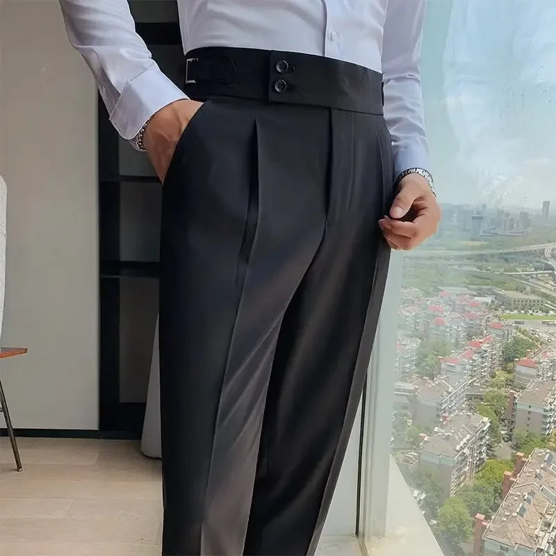 Men’s Trousers & Business Wear - British-style trousers business casual pants dress pants for men formal work pants high-waisted suit pants men’s slim-fit trousers