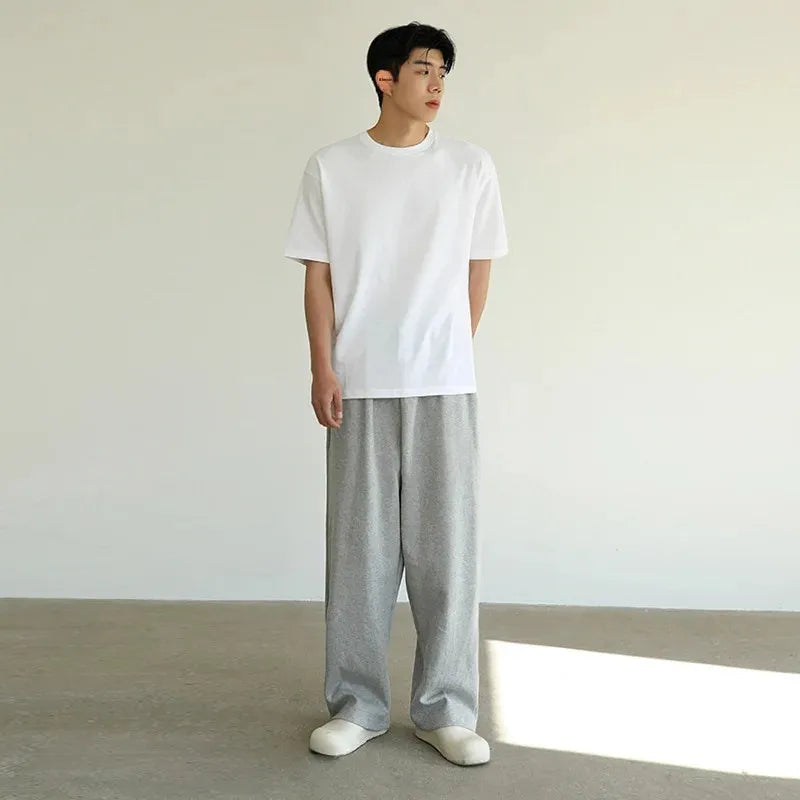 Men’s Casual Sweatpants & Loungewear - casual loungewear grey sweatpants Korean fashion pants loose-fit trousers men’s sweatpants spring and autumn fashion wide-leg pants