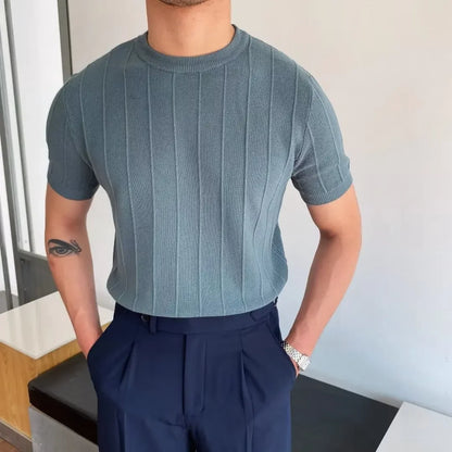 Men's Sweaters - Men's Summer Fashion Round Neck Short Sleeve Sweater UK Men's Clothing