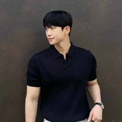 Smart Casual Menswear - breathable polo shirt casual polo shirt knit polo shirt Korean polo shirt mens polo shirt old money fashion short sleeve polo smart casual polo summer polo shirt timeless menswear UK men’s fashion