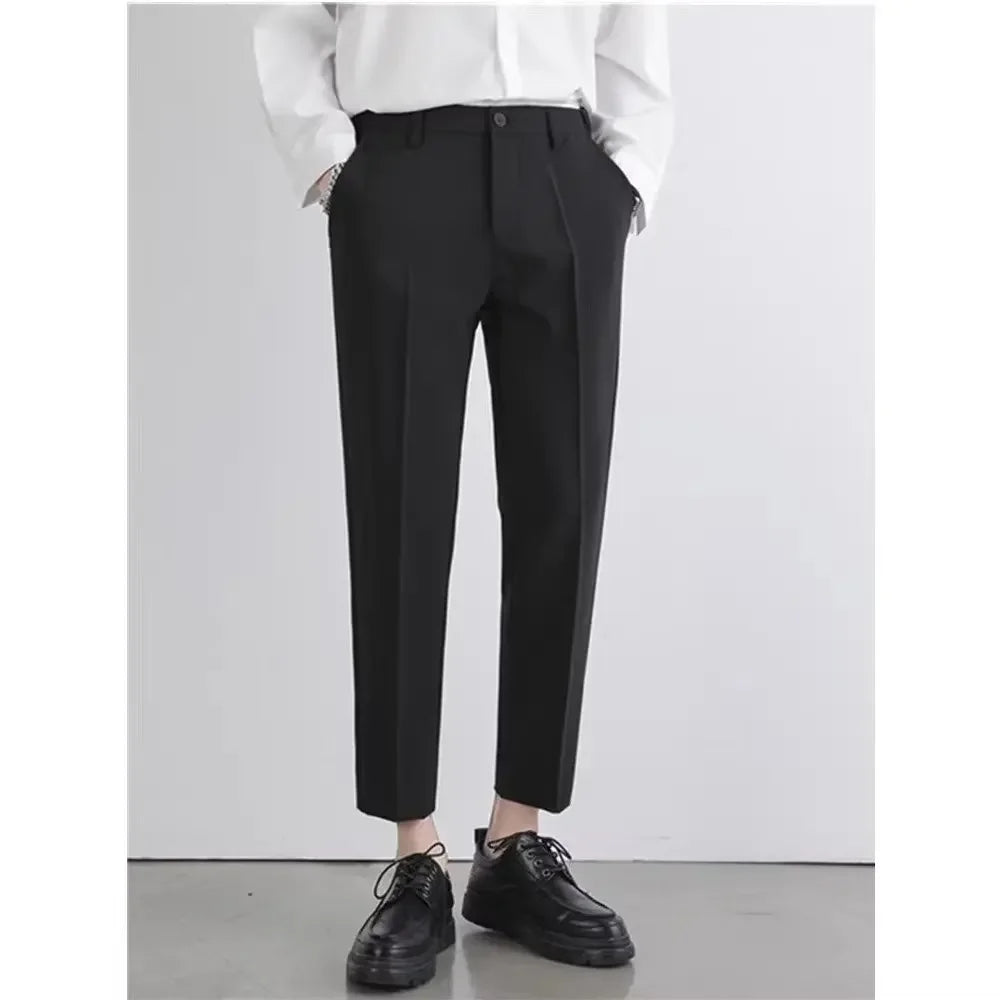 Men's Trousers - casual pants classic style loose-fit men's trousers old money fashion slim-fit straight-leg suit trousers