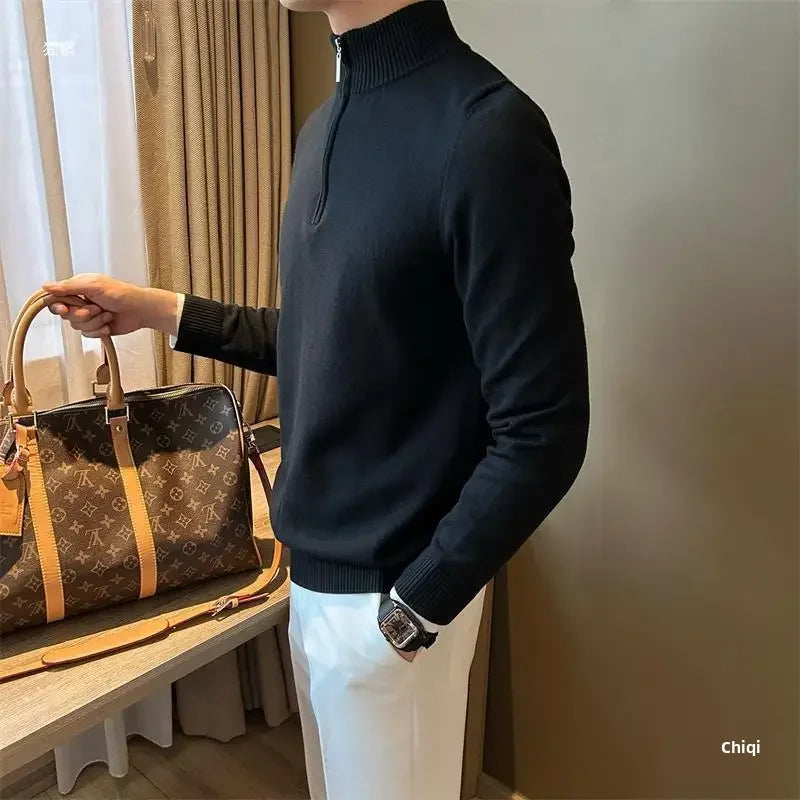 Men’s Old Money Knitwear - British heritage style classic men’s knitwear elegant men’s fashion high neck jumper knitted pullover luxury knitwear UK men’s zip neck jumper old money fashion old money style smart casual pullover timeless men’s clothing winter knitwear UK