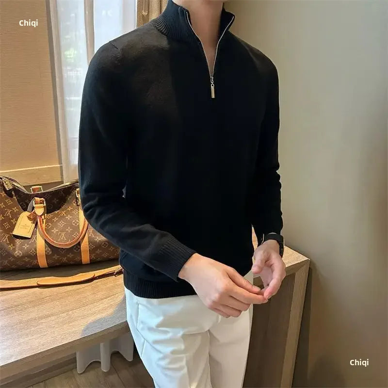 Men’s Old Money Knitwear - British heritage style classic men’s knitwear elegant men’s fashion high neck jumper knitted pullover luxury knitwear UK men’s zip neck jumper old money fashion old money style smart casual pullover timeless men’s clothing winter knitwear UK